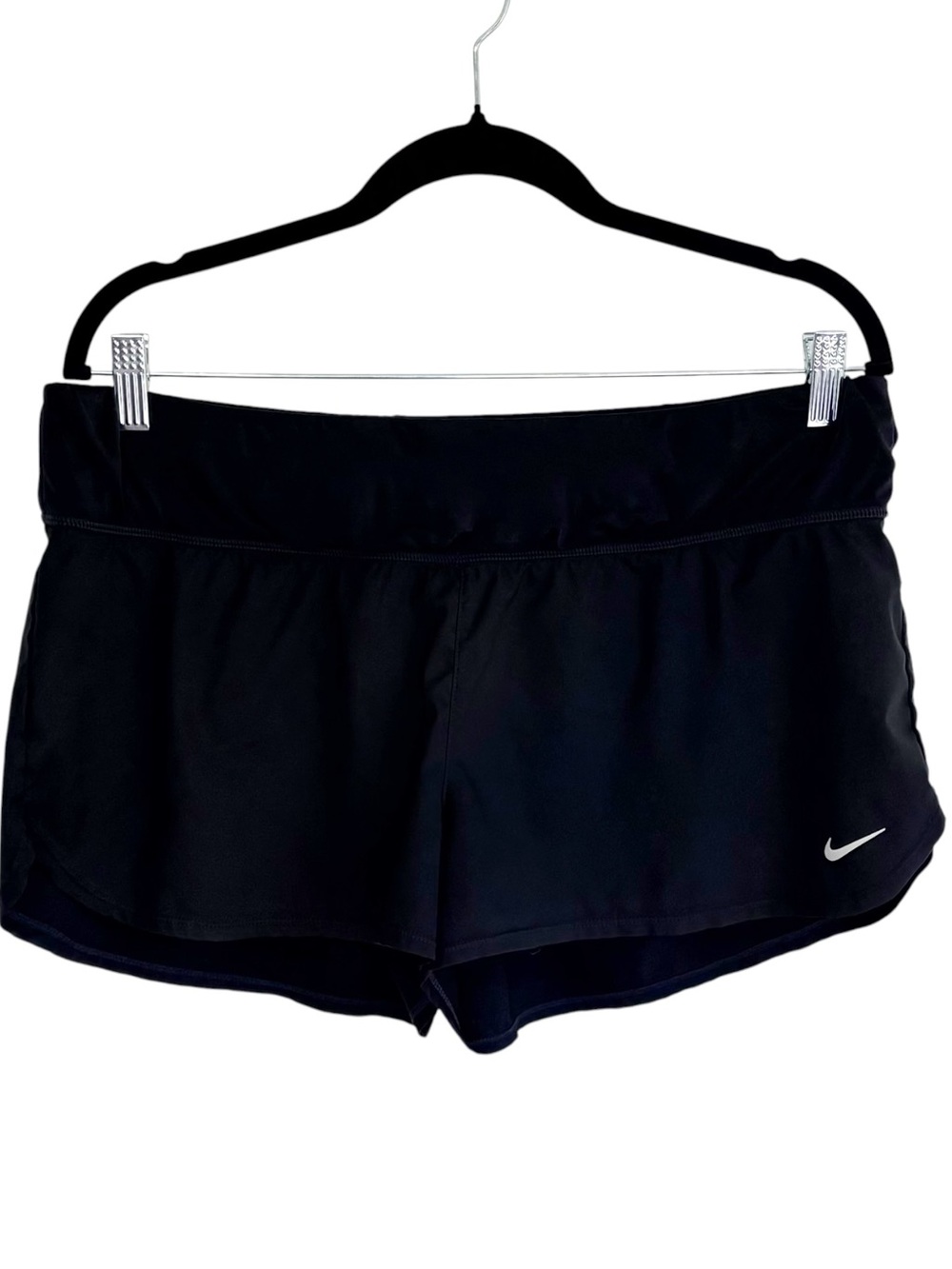 NIKE Black Running Shorts Lined Dri Fit Athletic Zip Pocket Large